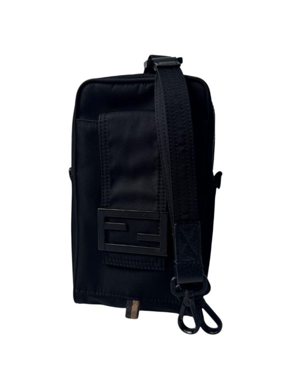 Fendi Baguette Phone Pouch Nylon Shoulder Bag Black